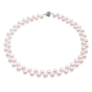 Collier simple de perles de crêpe de 6-7 mm en argent 925