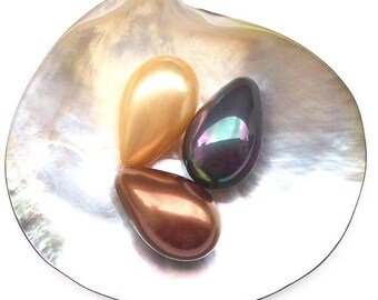 Large 16x25mm Drop Shaped Southsea Shell Pearl Half Drilled