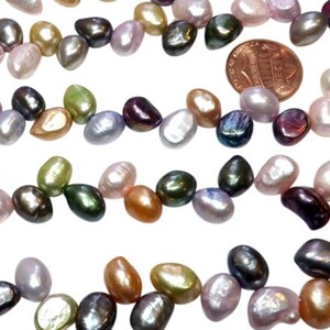 Top Drilled 8-9mm Multi-Colored AA+ Quality Baroque Pearls Strand