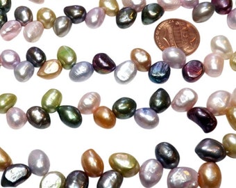 Top Drilled 8-9mm Multi-Colored AA+ Quality Baroque Pearls Strand