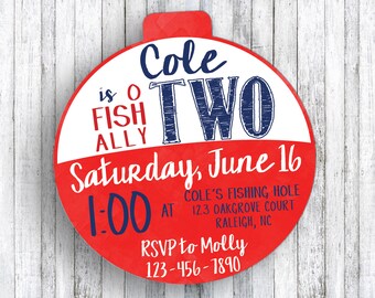 oFISHally Birthday Invitation - Red and White Bobber - Fishing Birthday - DIGITAL FILE