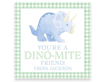 Triceritops - You're DINO-mite | Watercolor Dinosaur VALENTINE TAG