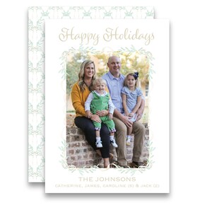 Gold + Greenery / Biglietto di auguri natalizio / Stampa / Spedizione o download digitale