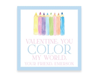 You Color My World | Watercolor Color VALENTINE TAG