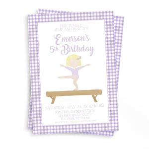 Gymnastics Birthday Invitation | Digital Download & Print/Ship Options