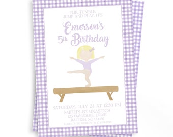 Gymnastics Birthday Invitation | Digital Download & Print/Ship Options
