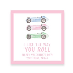 You make my heart RACE | Watercolor Racecar VALENTINE TAG