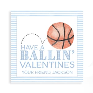 Have a Ballin' Valentine's | Watercolor Basketball VALENTINE TAG