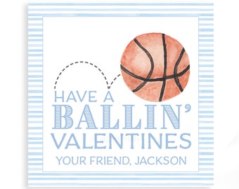 Have a Ballin' Valentine's | Watercolor Basketball VALENTINE TAG