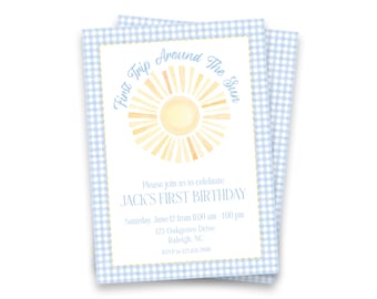 First Trip Around the Sun Birthday Invitation | Digital Download and Print/Ship Options