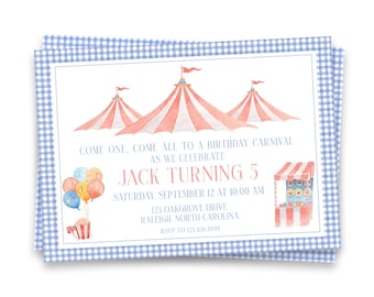 Come One Come All | Carnival Birthday Invitation | Digital Download and Print/Ship Options