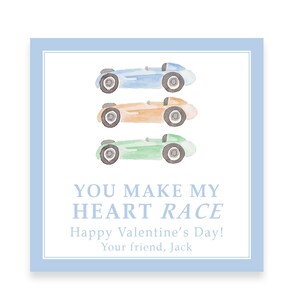 Vous faites COURIR mon coeur | ÉTIQUETTE DE LA SAINT-VALENTIN aquarelle voiture de course