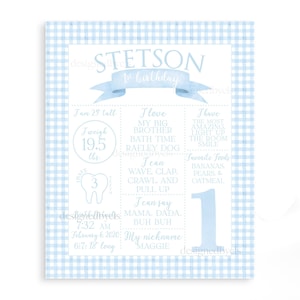 Gingham Milestone Board | First Birthday | Birthday Board | Digital Download