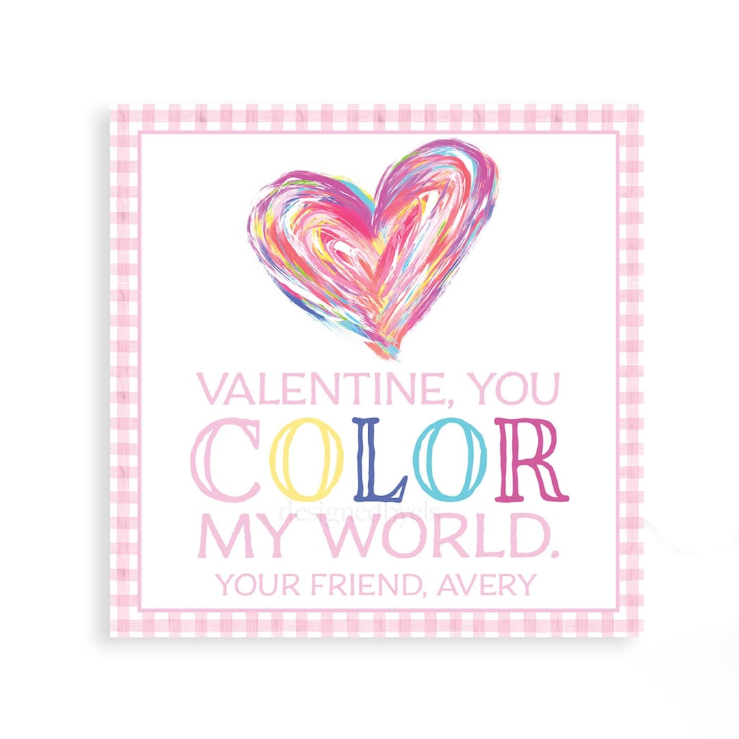 You Color My World | Watercolor Color VALENTINE TAG - Etsy