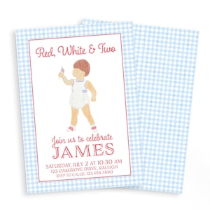 Red, White and 2 | Patriotic Birthday Invitation | Digital Download & Print/Ship Options