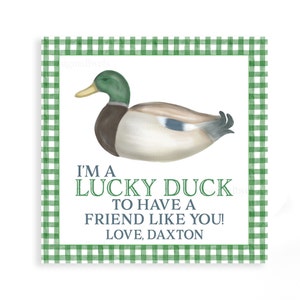 LUCKY DUCK Valentine's | Duck Watercolor Valentine TAG