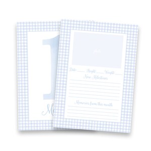 Watercolor Baby Milestone Cards Two Sided | Gingham Milestone Card - Etsy