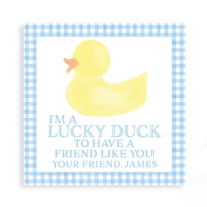LUCKY DUCK Valentine's | Yellow Duck Watercolor Valentine TAG