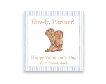 Howdy Partner Valentine's | Cowboy Watercolor Valentine TAG