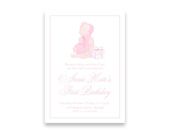 Bonnets & Dolls Birthday Invitation | Digital Download and Print/Ship Options