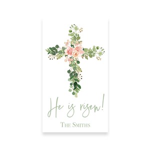 Joyeuses Pâques | Il est ressuscité Étiquette cadeau personnalisée | Carte de boîtier