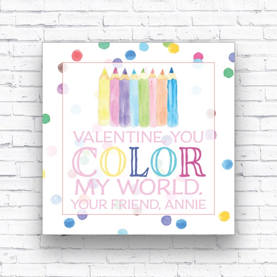 You Color My World Watercolor Color Valentine Etsy
