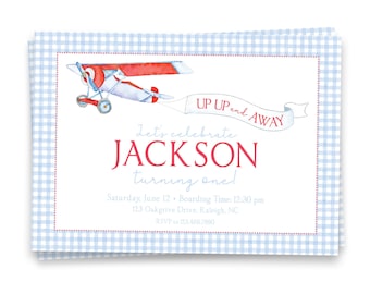 UP, UP and AWAY | Time Flies Airplane Birthday Invitation | Digital Download and Print/Ship Options