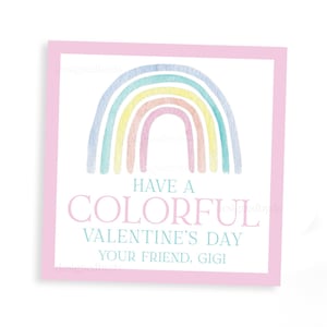BUNTE Valentinstag | Pink Regenbogen Aquarell Valentine TAG