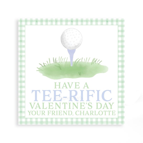 TEE-RIFIC Valentine's | Gingham Golf Watercolor Valentine TAG