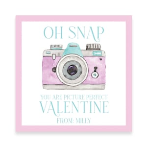 Oh SNAP |  Aquarell Kamera VALENTINE TAG | Digitaler Download und Druck-/Versandoptionen