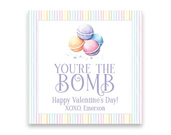 You're the BOMB Valentine's | Bath Bomb Watercolor Valentine TAG