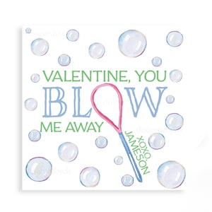 Bubbles  | Blue and Green Watercolor VALENTINE TAG