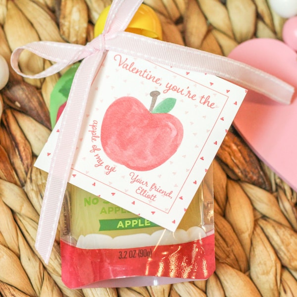 Apple of my eye | Watercolor Apple VALENTINE TAG