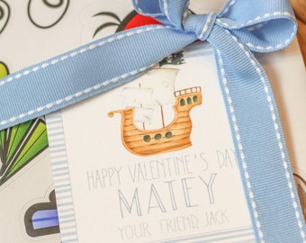 Happy Valentine's MATEY  | Pirate Ship Valentine Tag