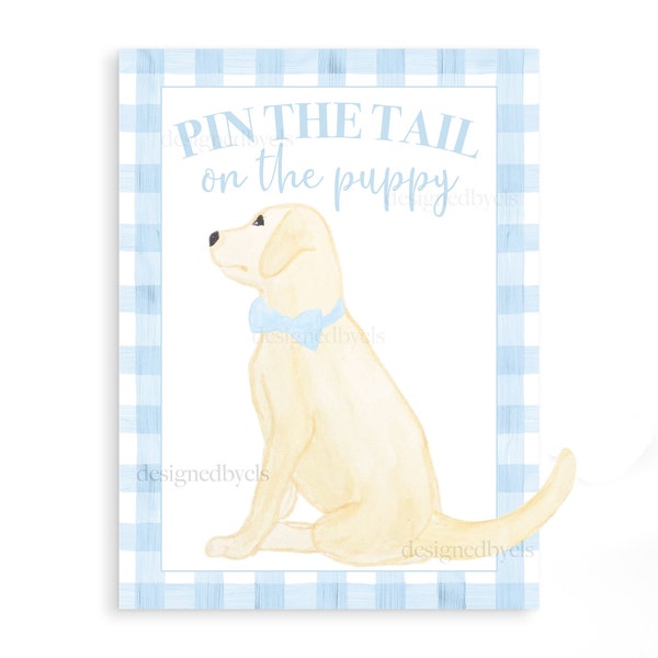 Pin the Tail On the Puppy | Snips and Snails Party Game | Digital Download