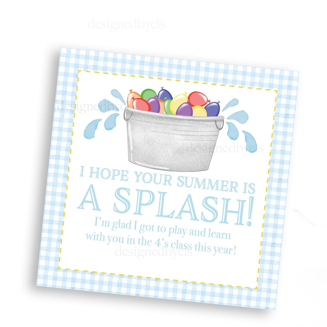 Water Balloon Gift Tag Digital and Print/ship Options Etsy