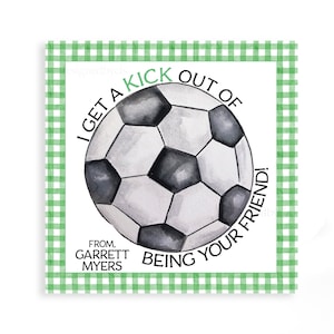 I Get A KICK Valentine's | Soccer Watercolor Valentine TAG