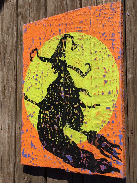 Halloween Hand Painted Sign Wicked Witch Halloween Home Etsy