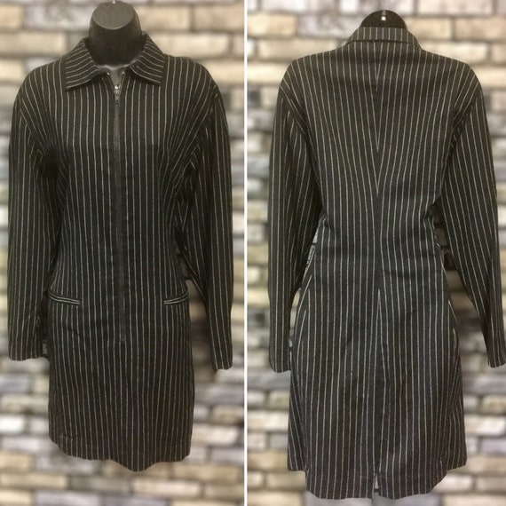 Complice 1980s power dressing black cream strip wo