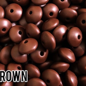 Small Abacus Lentil Saucer Silicone Beads in Brown - 12 mm x 7 mm - Bulk Silicone Beads Wholesale - DIY Jewelry