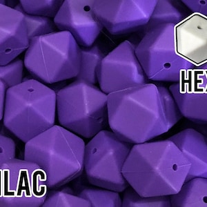 Cuentas hexagonales de silicona lila de 17 mm, 5-1000 unidades (también conocidas como moradas)