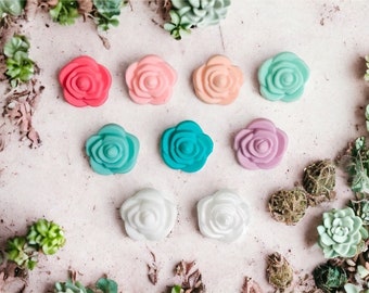 Mini Flower / Rose Silicone Beads - 3D Flower Seamless Silicone Beads in 9 Colors - Bulk Silicone Beads Wholesale - DIY Jewelry