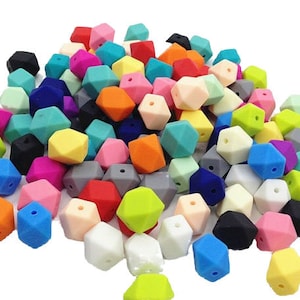 5-1,000 Hexagon Geometric Silicone Beads Silicone Beads, 17 mm Bulk Silicone Beads Wholesale image 1