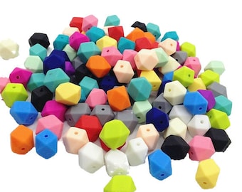 5-1,000 - Hexagon Geometric Silicone Beads - (Silicone Beads, 17 mm) - Bulk Silicone Beads Wholesale