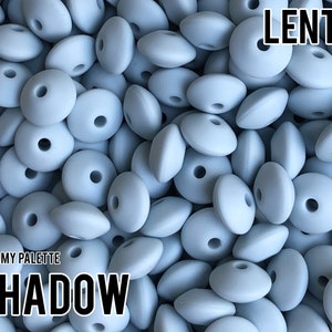 Small Abacus Lentil Saucer Silicone Beads in Shadow - 12 mm x 7 mm - Dreamy Palette - 5-1,000 (aka light grey, blue grey, muted grey blue)