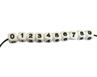 0-9 Silicone Number Cube Beads - 12 mm square - Bulk Silicone Beads Wholesale - DIY Jewelry