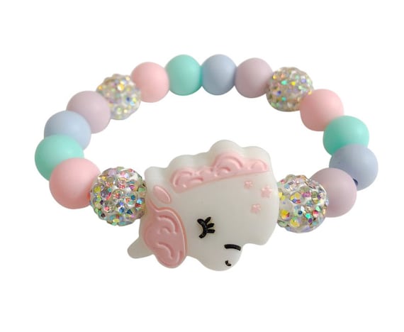 Super Sparkly Unicorn Bracelet in Pastels Unicorn Jewelry Girl Gift Gift  for Little Girl Party Favor Jewelry C 