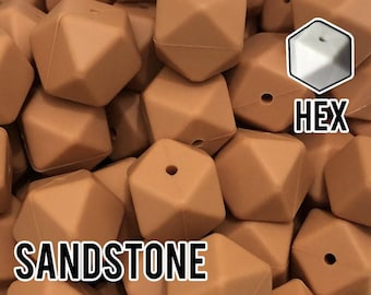 17 mm Hexagon Sandstone Silicone Beads 5-1,000 (aka Light Terra, Light Maroon, Medium Brown)