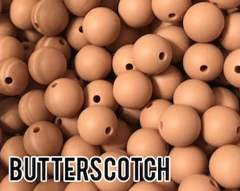 15 mm Butterscotch Silicone Beads 5-1,000 (aka Tan, Camel, Light Brown) -