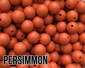 Silicone Beads, 12 mm Persimmon Pumpkin Silicone Beads 10-1,000 (aka Dark Orange) Beads Wholesale Silicone Beads